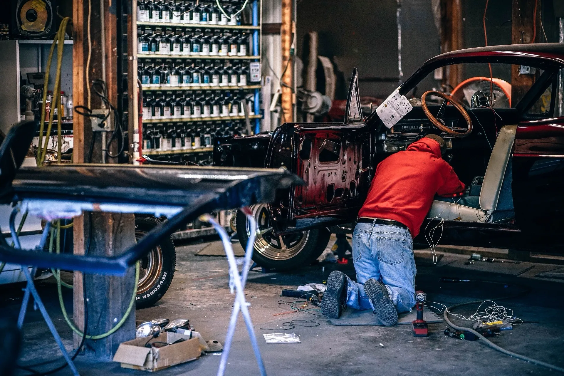 Mechanic repairing a car in the workshop at Park Crescent Garage Worthing